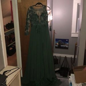 Long green beautiful formal dress